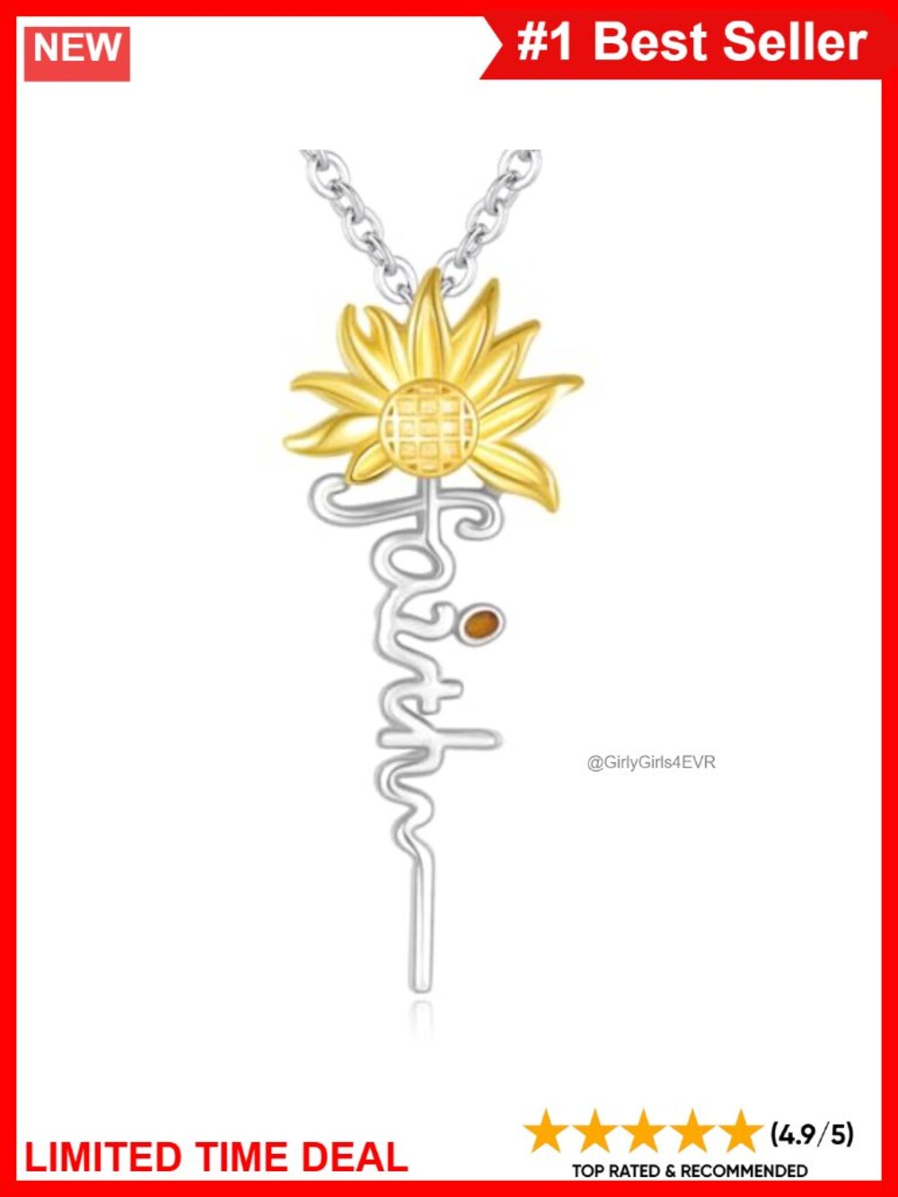 Sterling Silver Mustard Seed Faith Cross Pendant Necklace Christian Gift